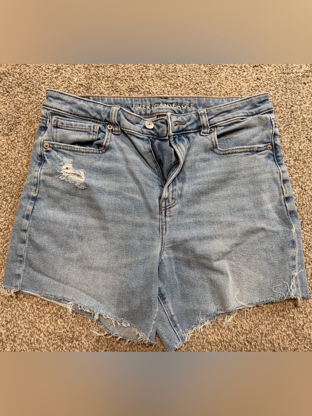 American Eagle Outfitters Light Wash Distressed Denim Shorts